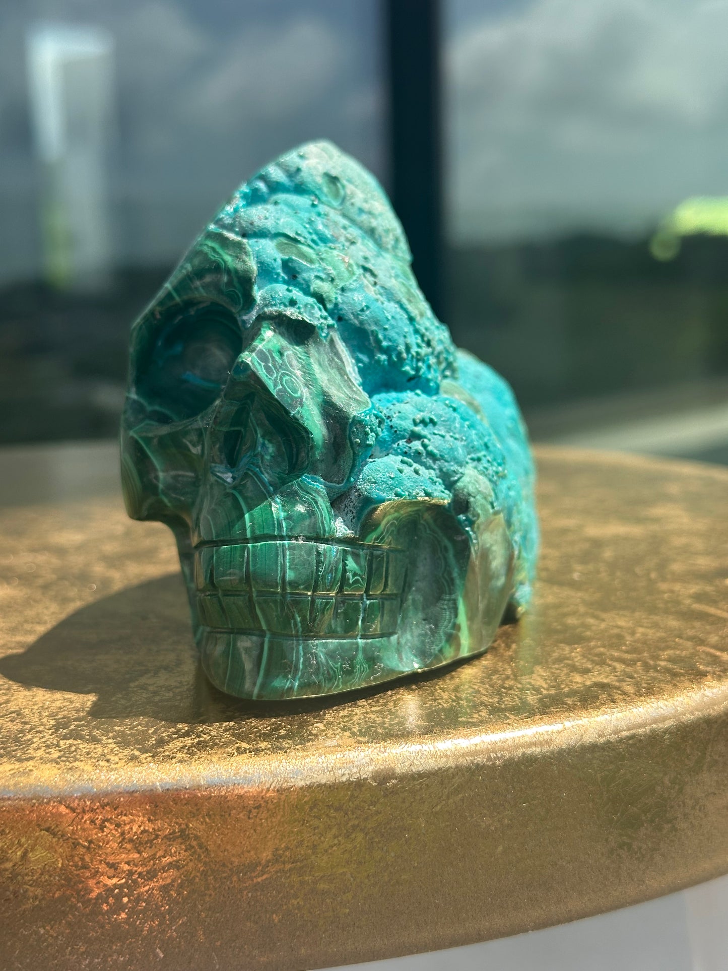 Magical Malachite and Botryoidal Chrysocolla Skull