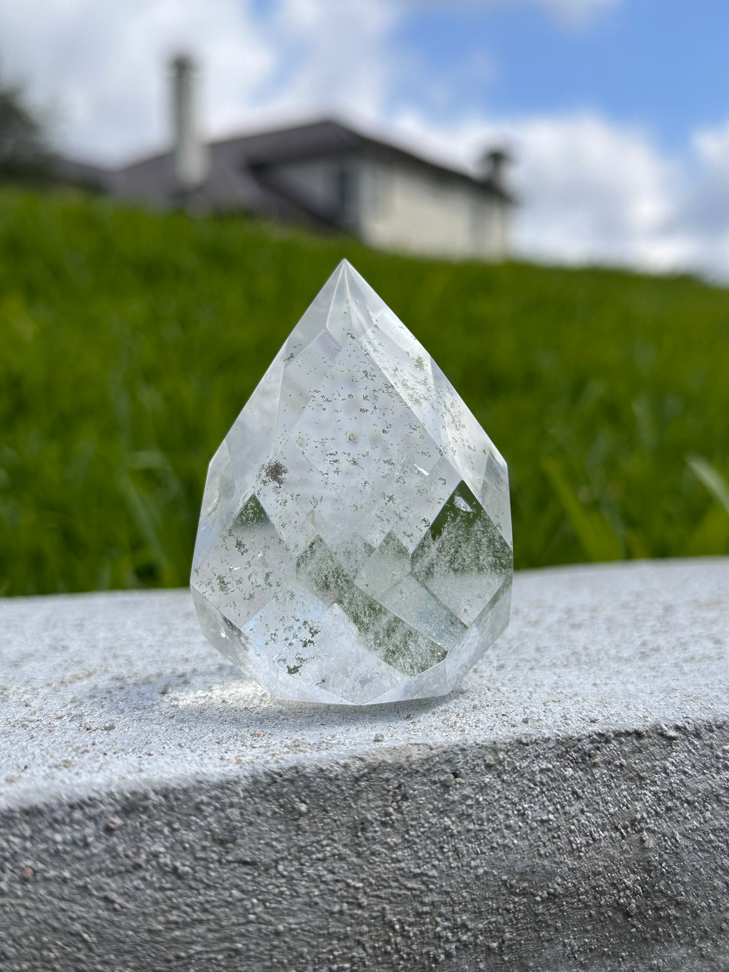Chlorite Included Faceted Clear Quartz