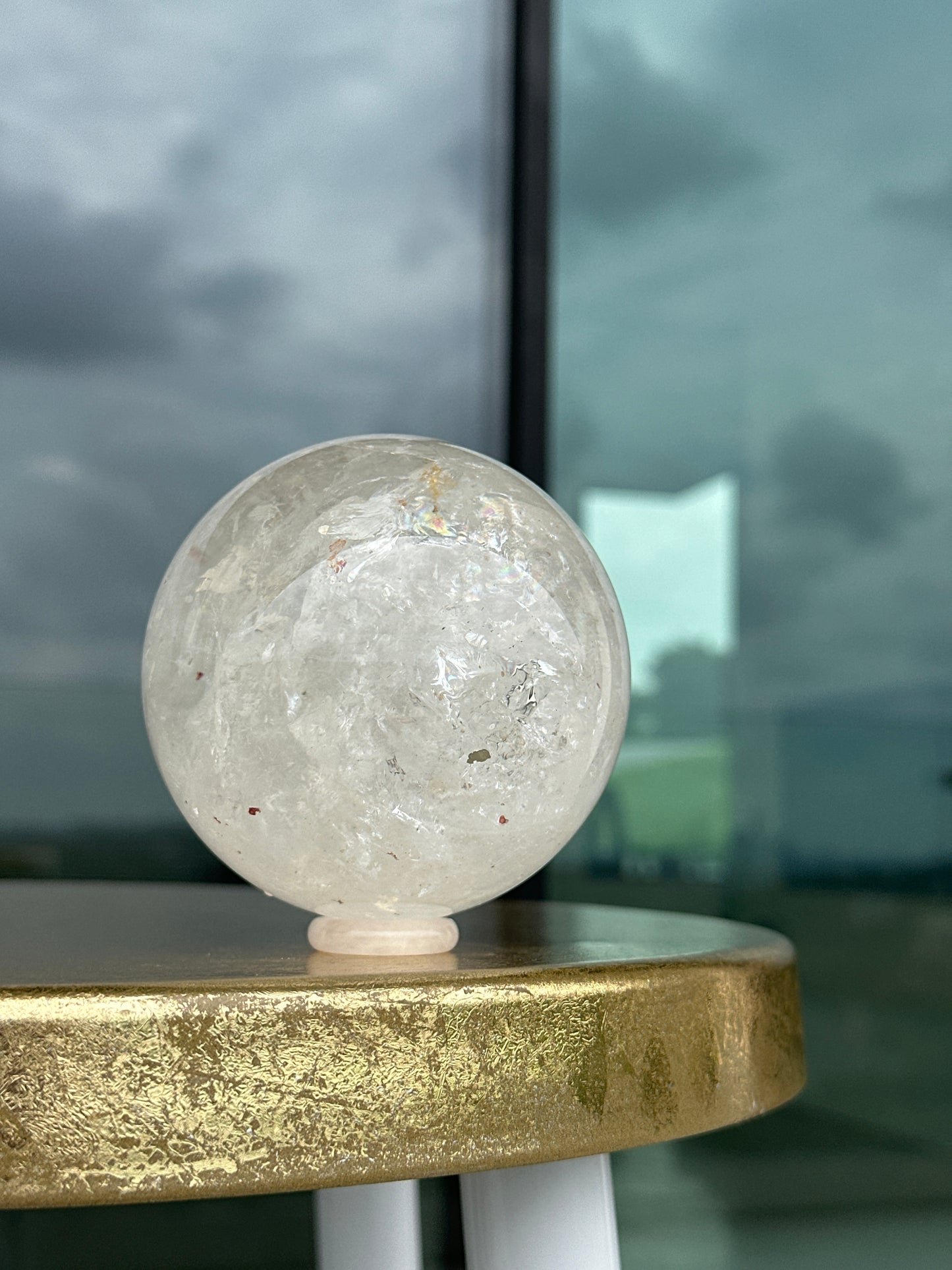 Rainbow Filled Clear Quartz Sphere