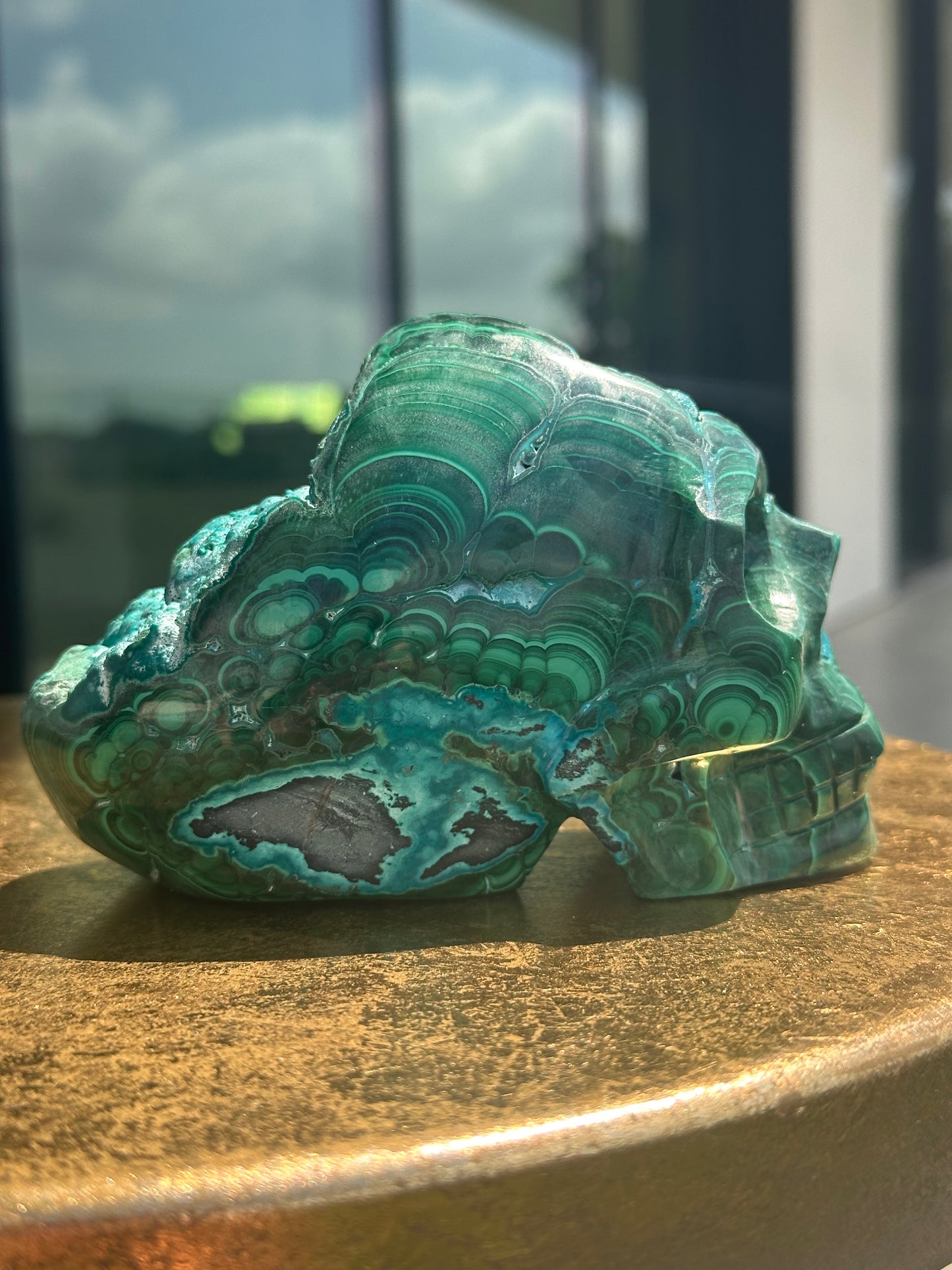 Magical Malachite and Botryoidal Chrysocolla Skull