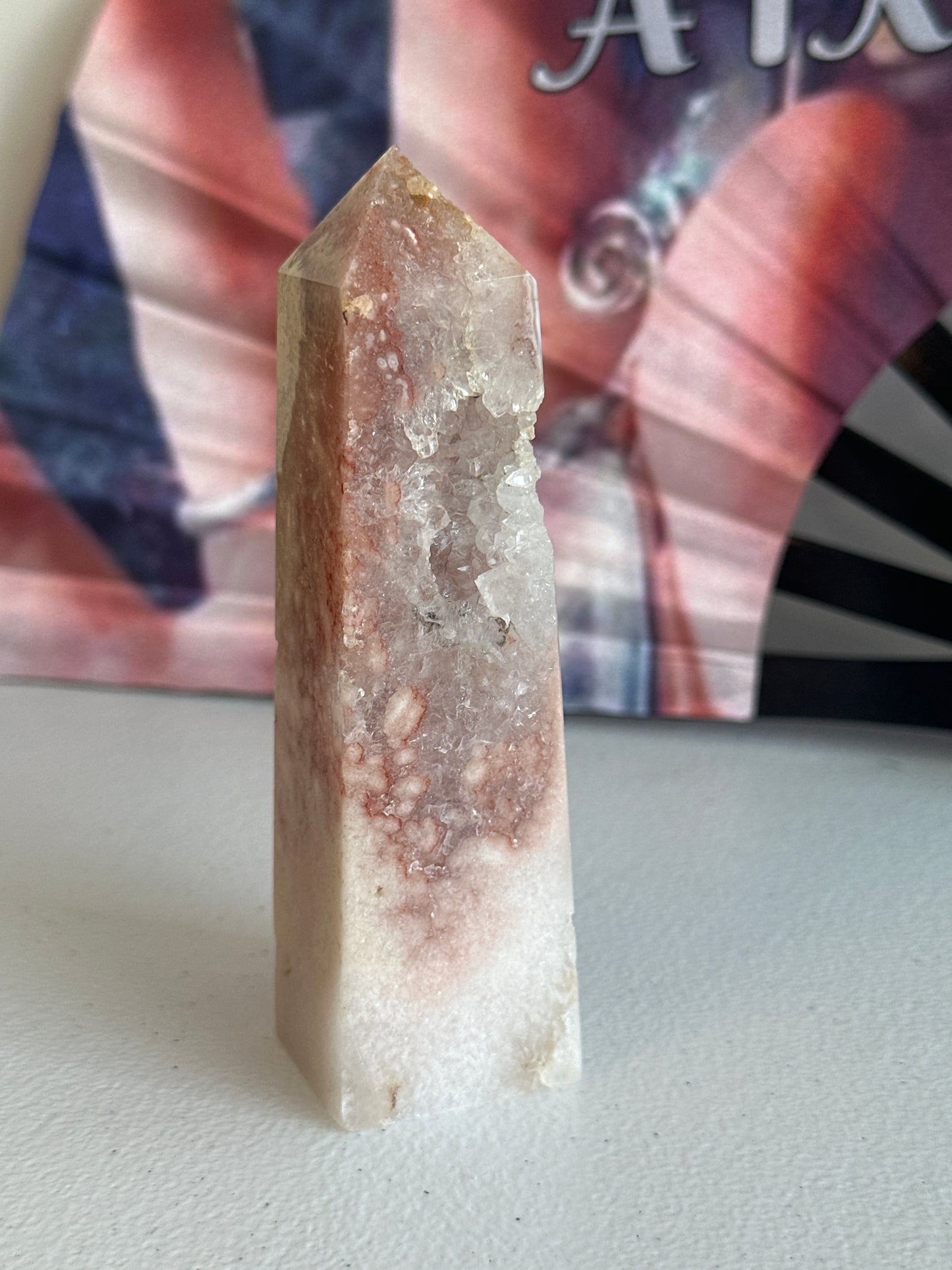 Pink Amethyst Tower with Druzy Cave