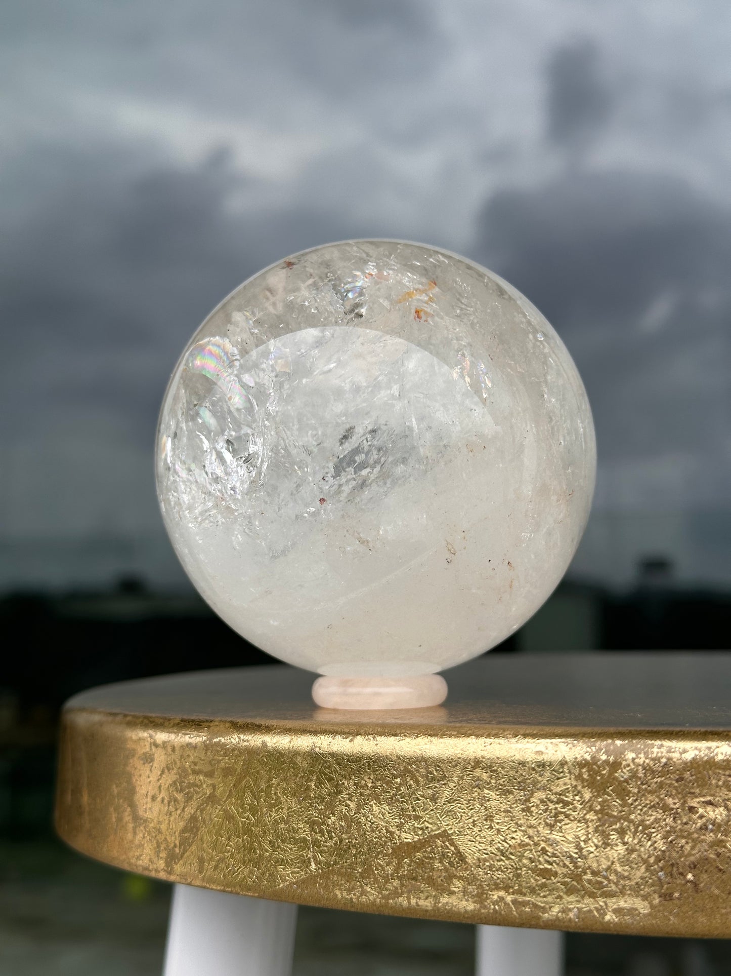Rainbow Filled Clear Quartz Sphere