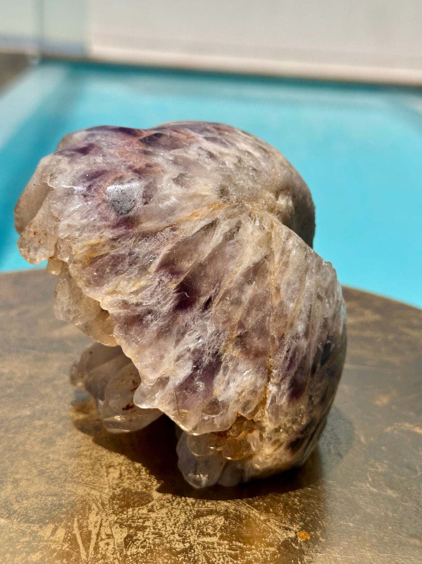 Multiple Pointed Red Hematoid Included Amethyst Skull