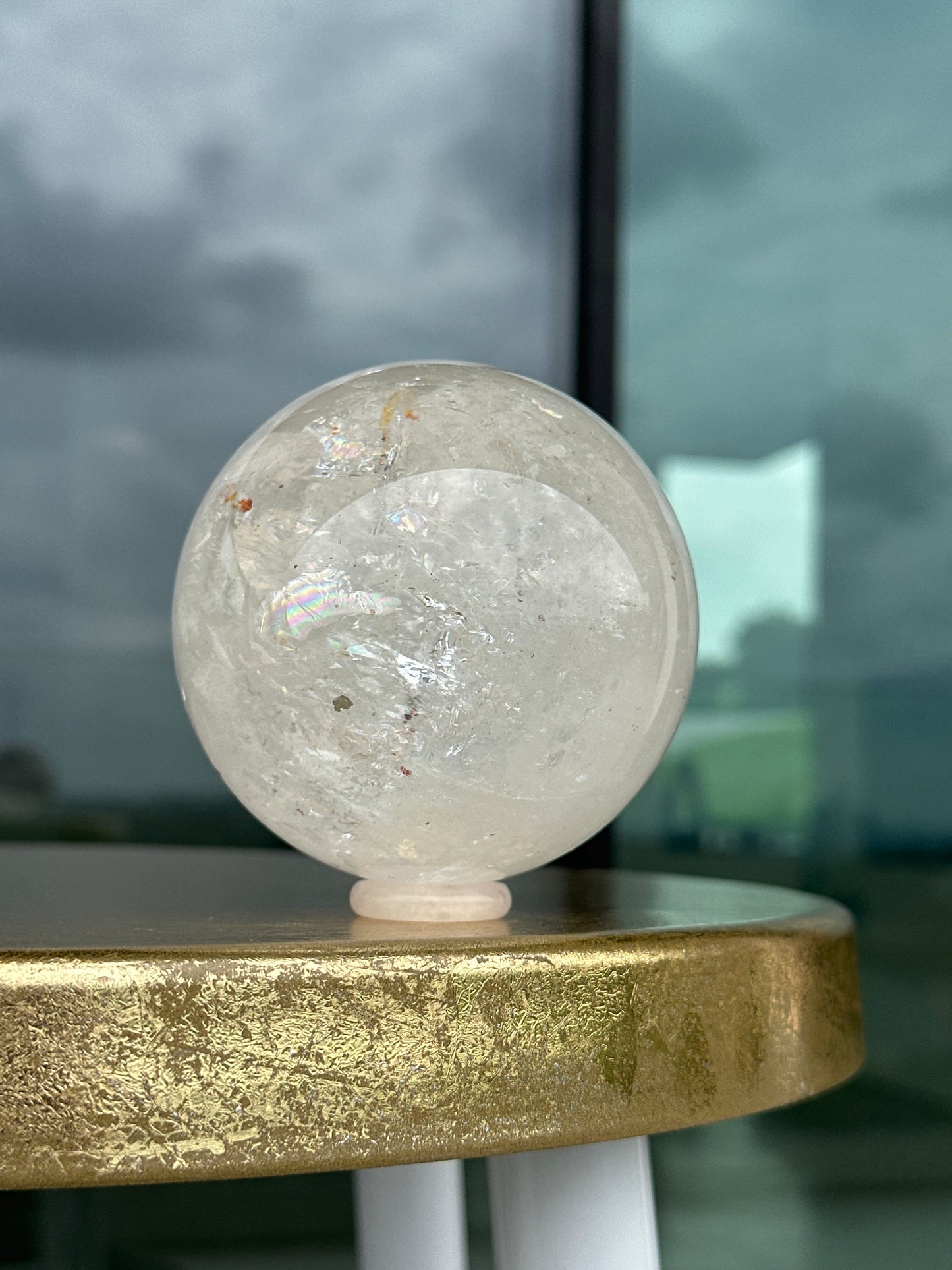 Rainbow Filled Clear Quartz Sphere
