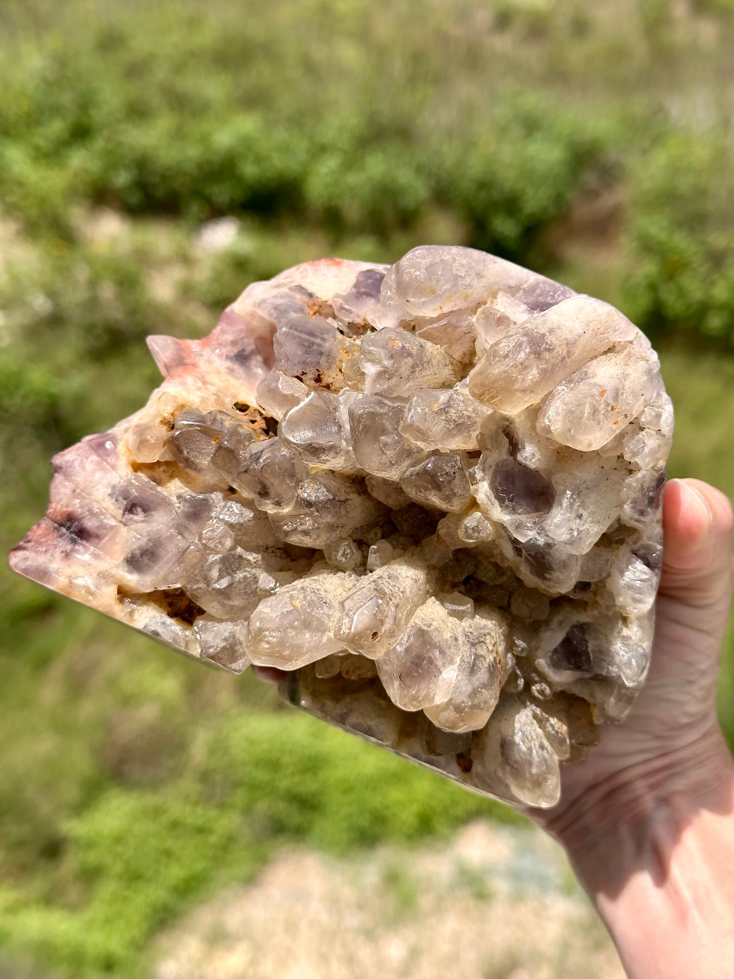 Multiple Pointed Red Hematoid Included Amethyst Skull
