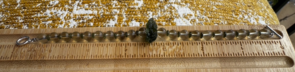 TMB Premium Moldavite Libyan Desert Glass Tektite Bracelet with Sterling Silver Toggle