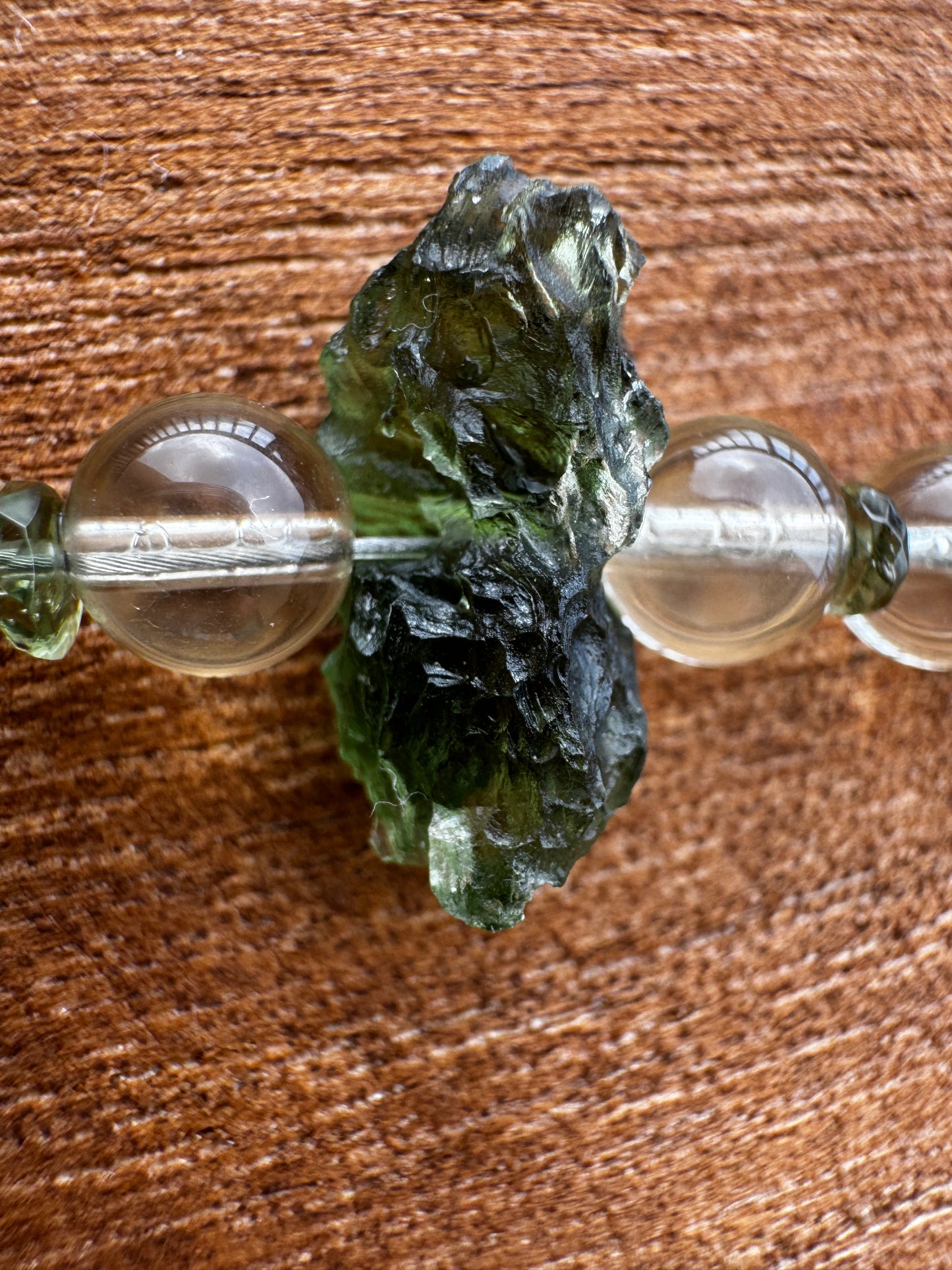 TMB Premium Moldavite Libyan Desert Glass Tektite Bracelet with Sterling Silver Toggle