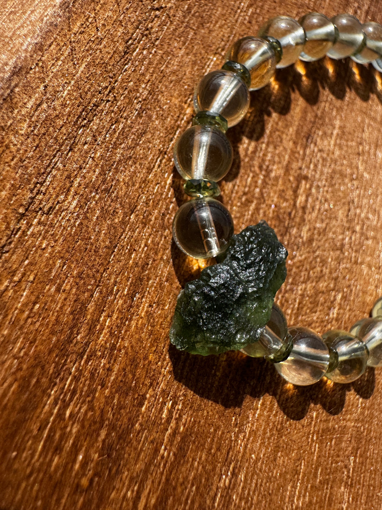 TMB Premium Moldavite Libyan Desert Glass Tektite Bracelet with Sterling Silver Toggle