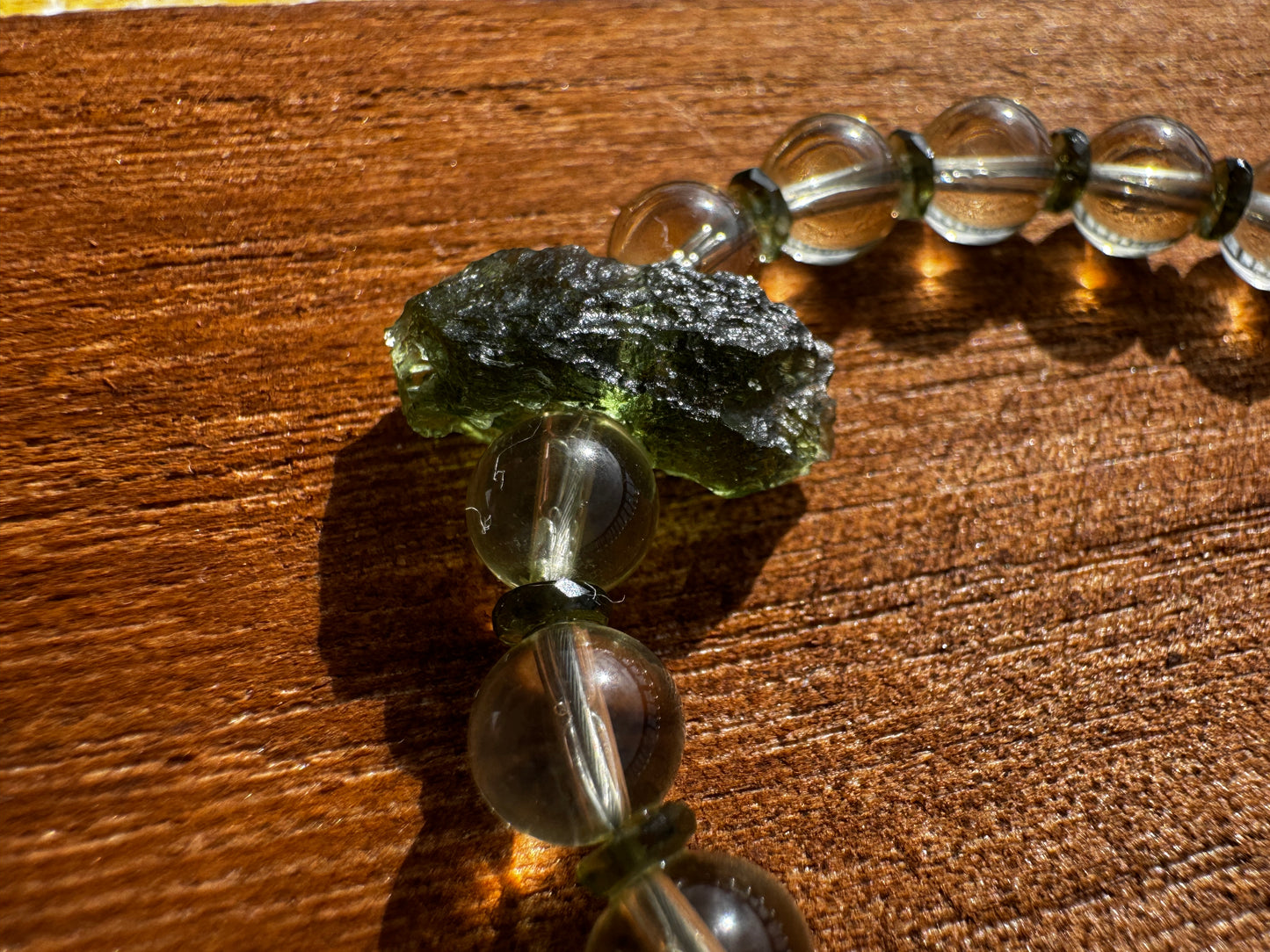 TMB Premium Moldavite Libyan Desert Glass Tektite Bracelet with Sterling Silver Toggle