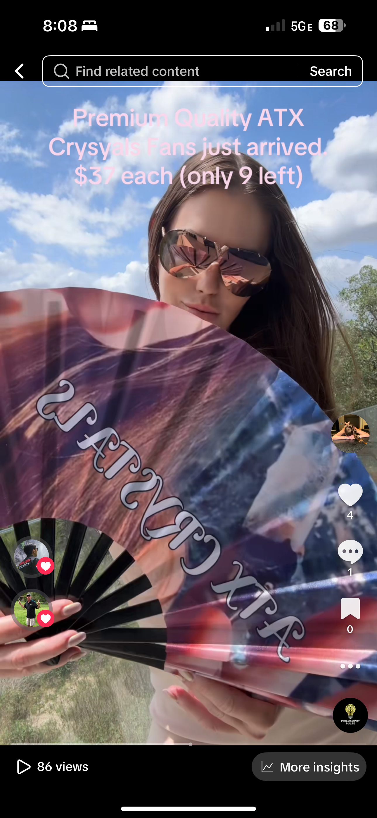 ATX Crystals Bamboo Luxury XXL Fan 26” when opened
