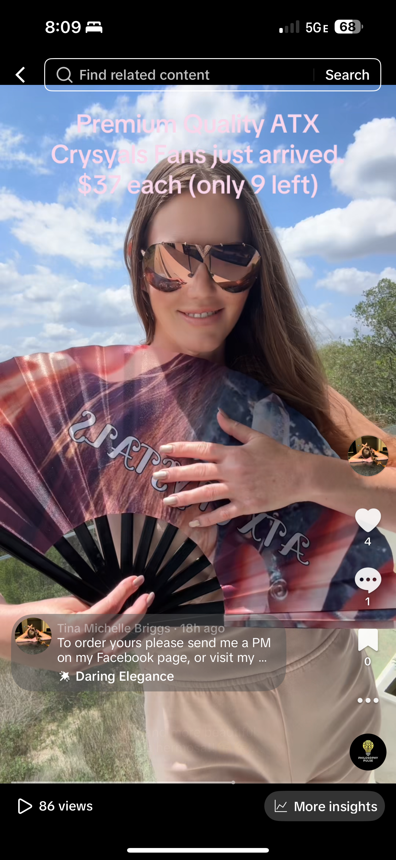 ATX Crystals Bamboo Luxury XXL Fan 26” when opened