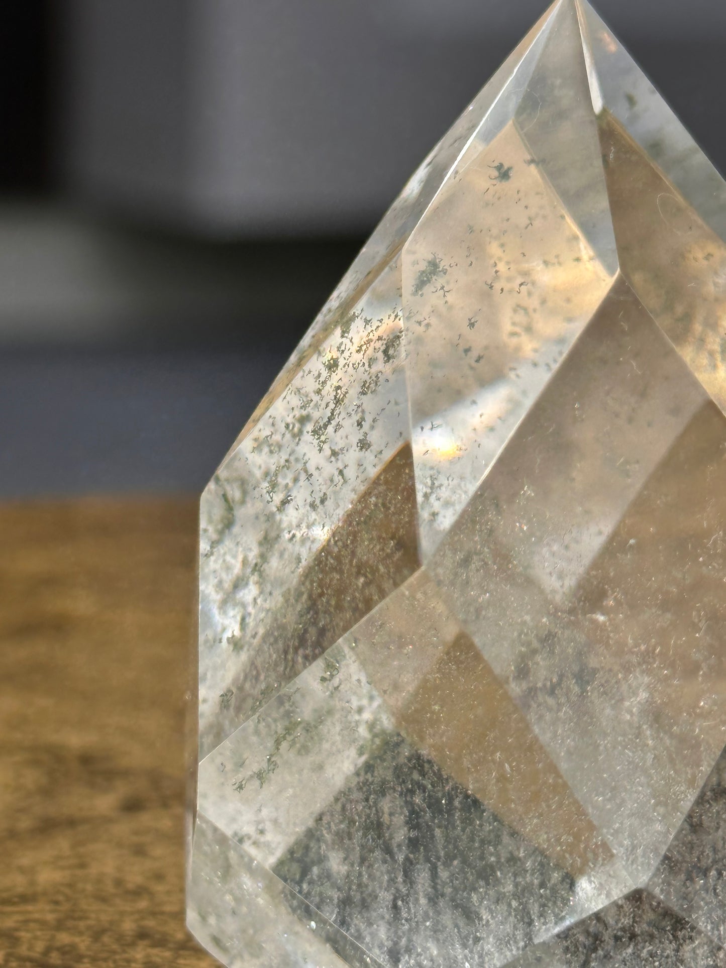 Chlorite Included Faceted Clear Quartz