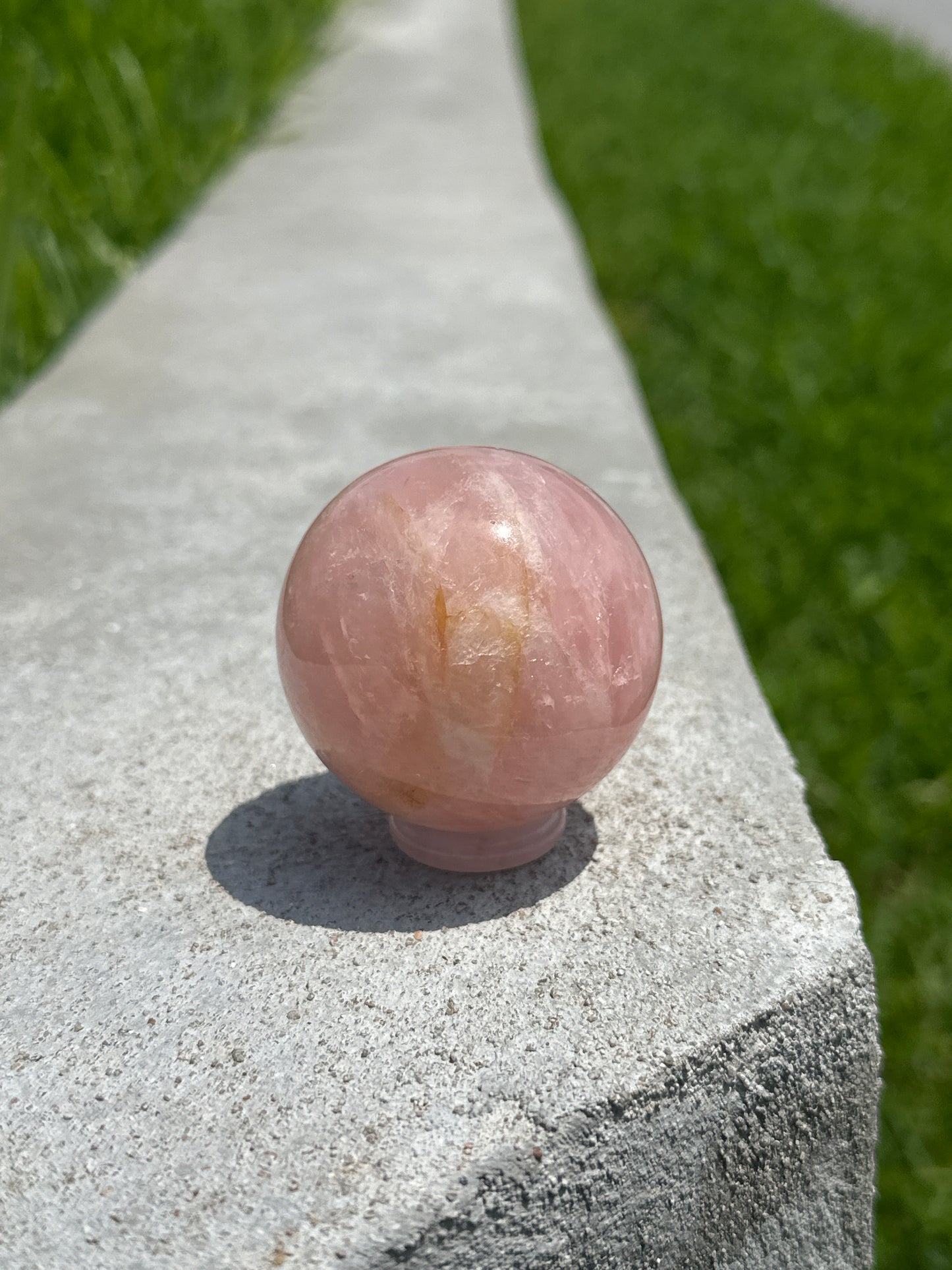 Rose Quartz Sphere with Golden Healer