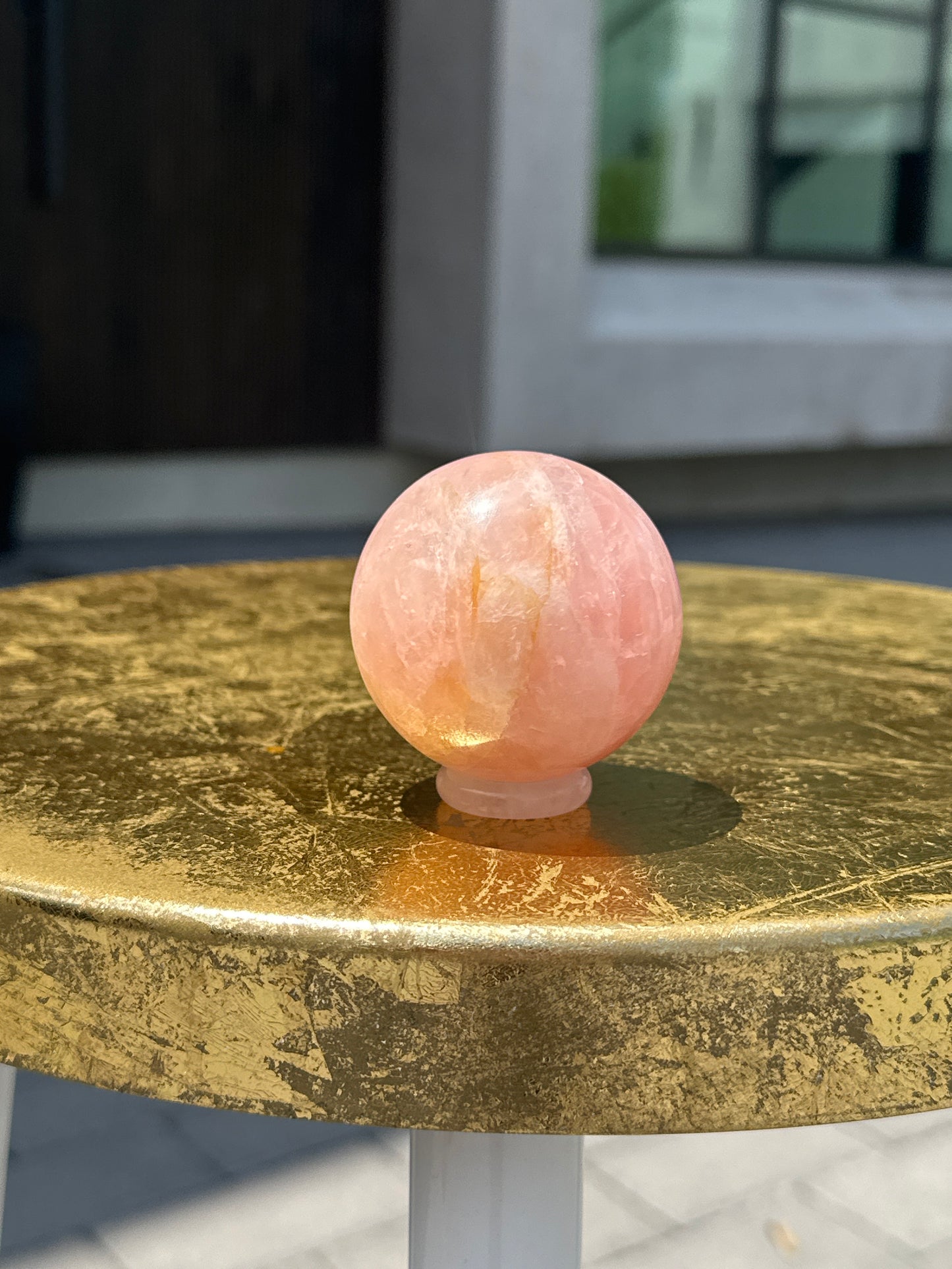Rose Quartz Sphere with Golden Healer