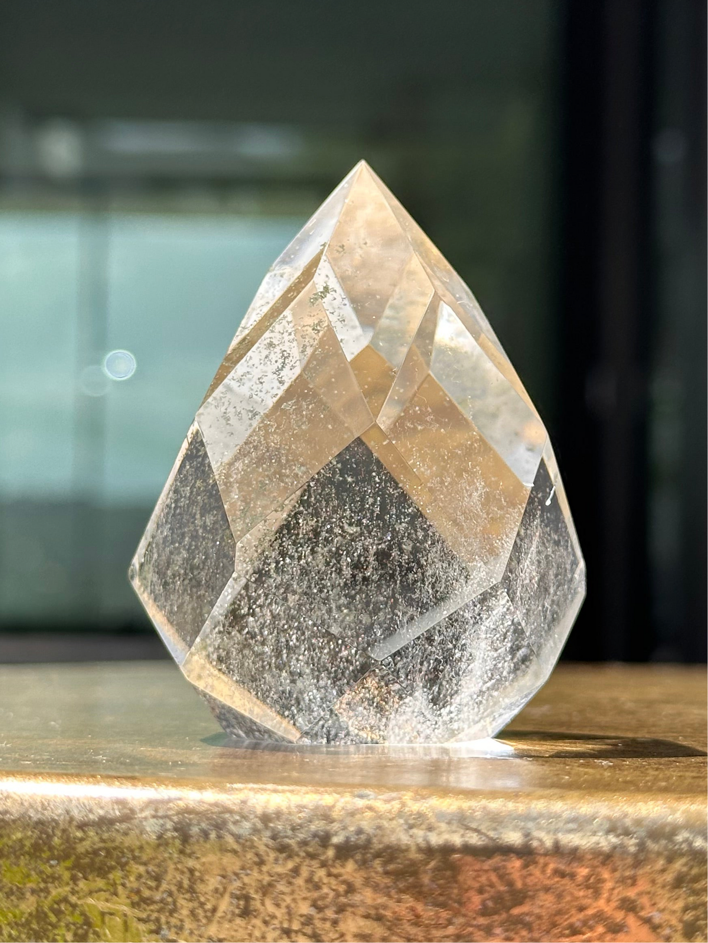 Chlorite Included Faceted Clear Quartz