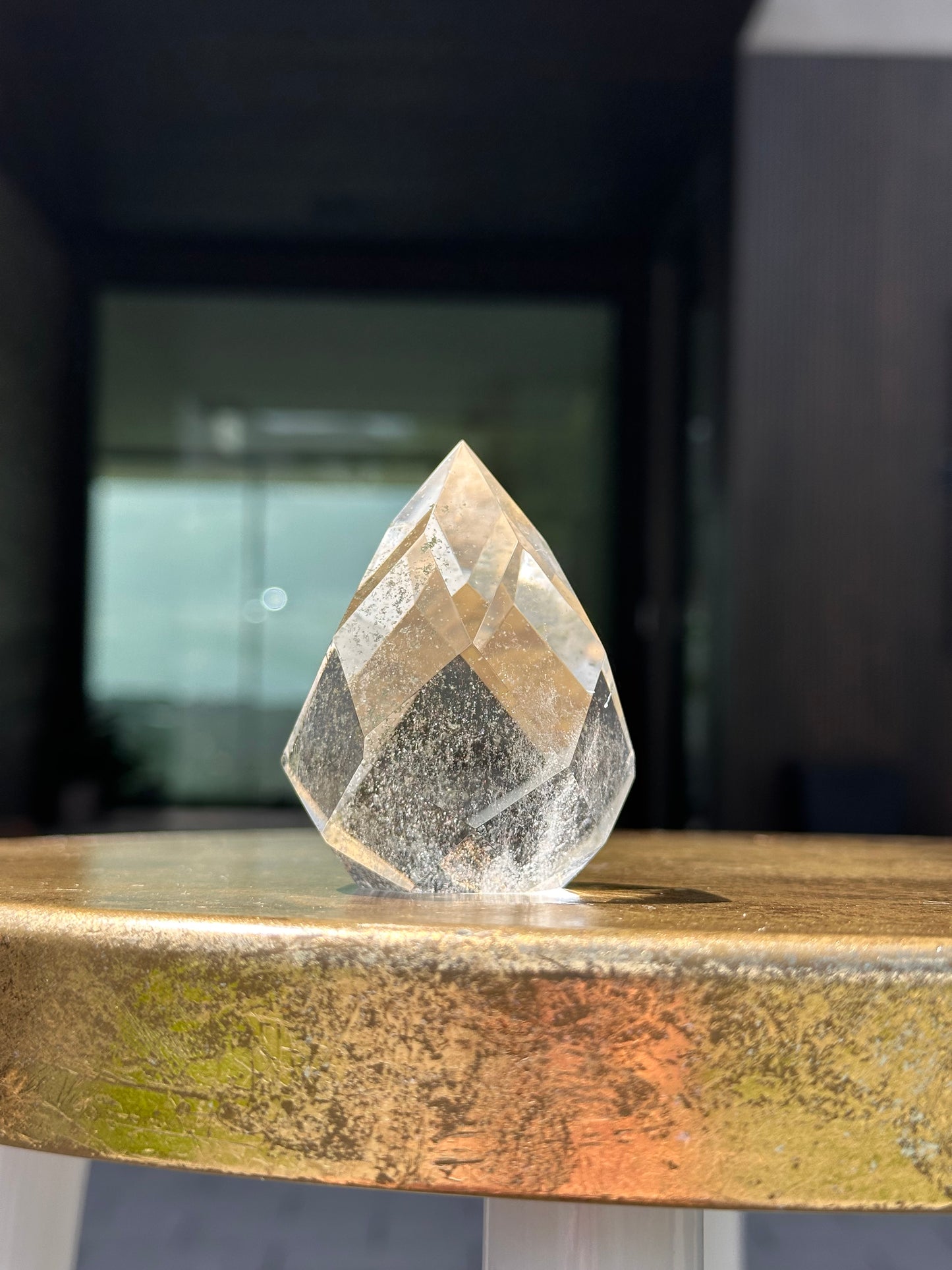 Chlorite Included Faceted Clear Quartz