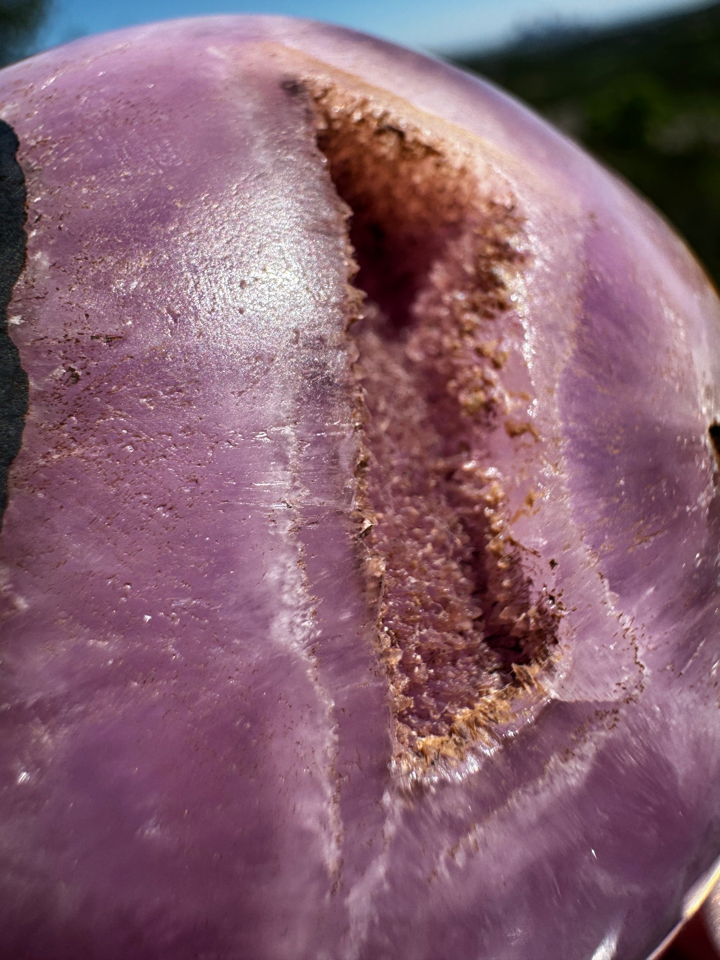 Sexy Pink Aragonite & Magnetite Druzy Cave Sphere 613 Grams