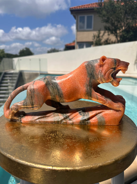Massive Sunstone Tiger Carving Over 6 lbs
