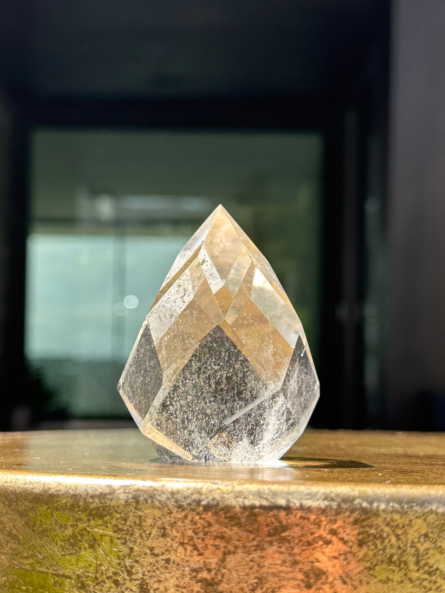 Chlorite Included Faceted Clear Quartz