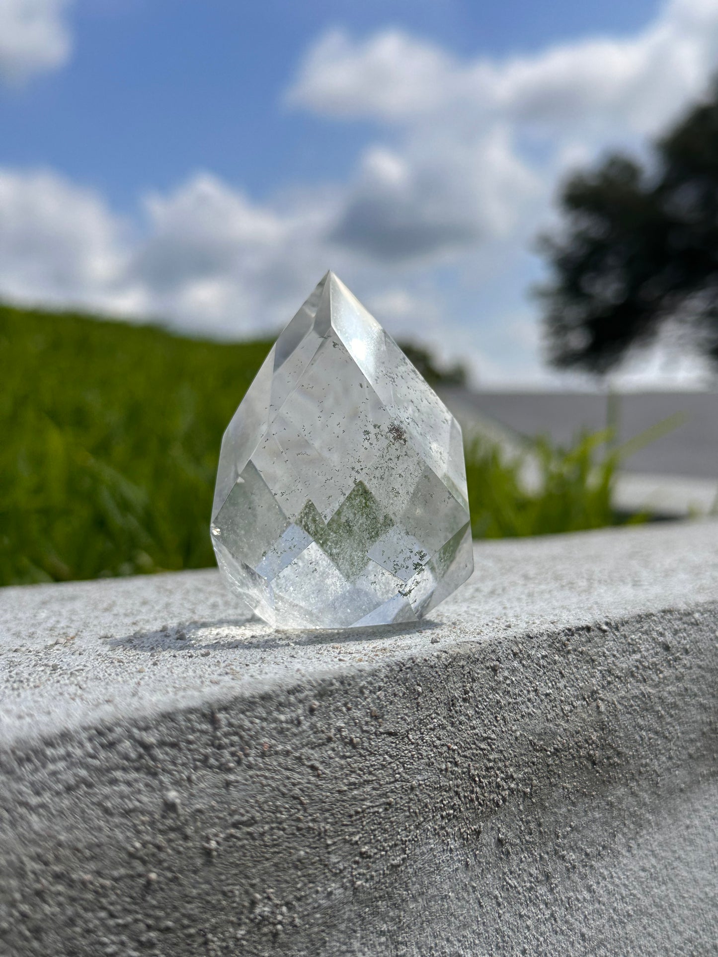 Chlorite Included Faceted Clear Quartz