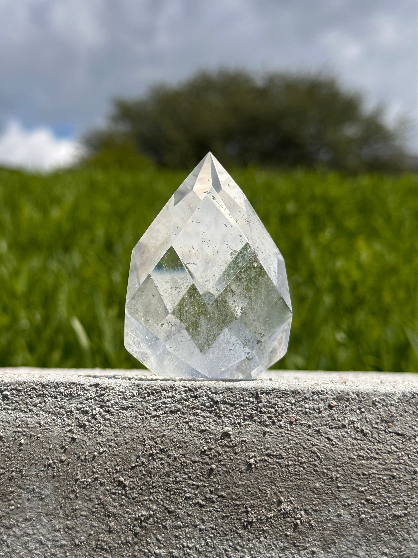Chlorite Included Faceted Clear Quartz