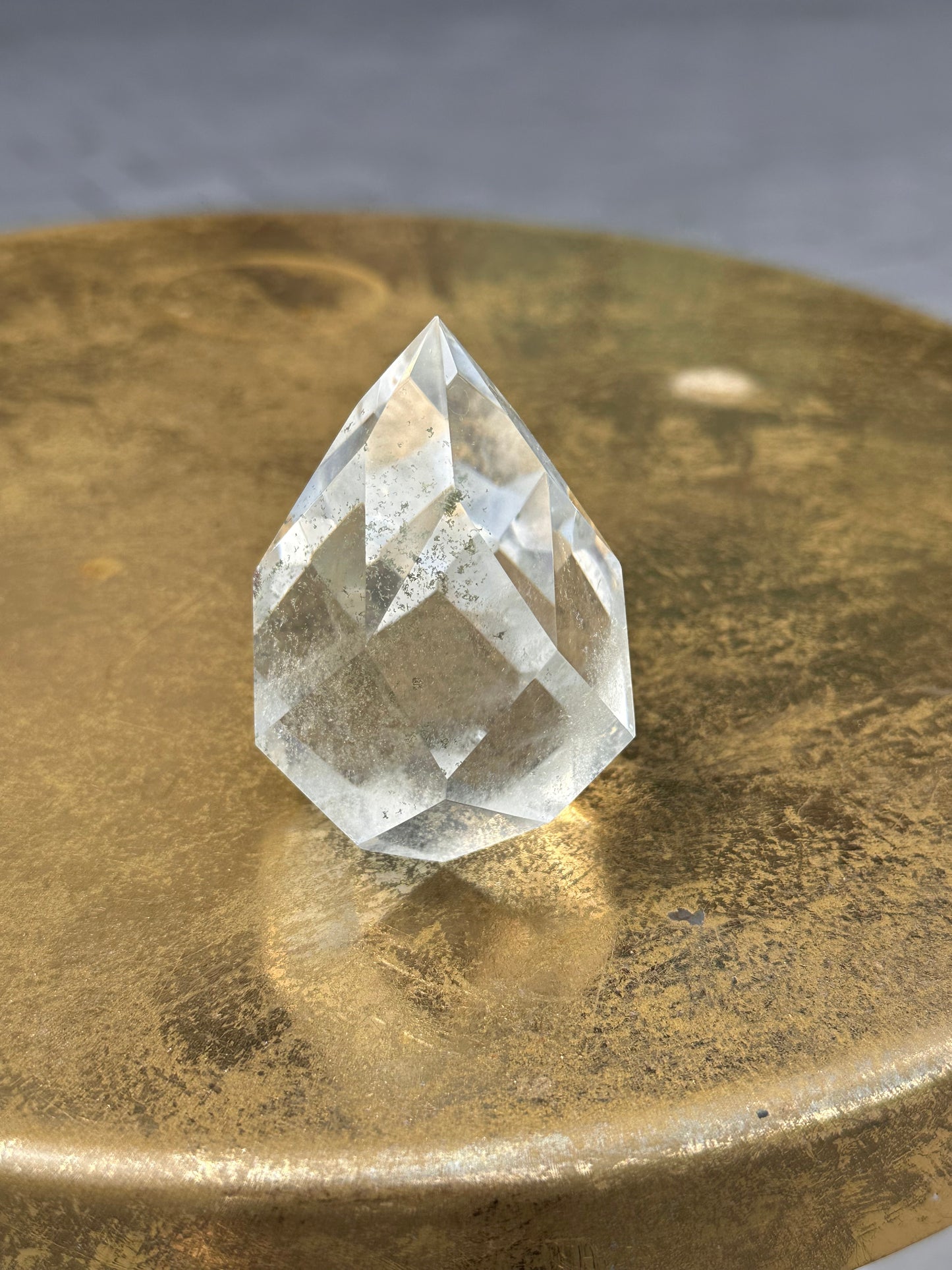 Chlorite Included Faceted Clear Quartz