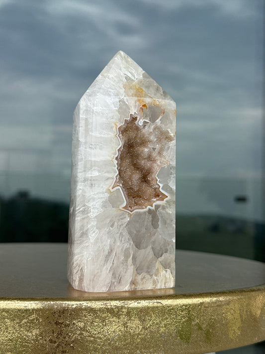 Crystalline Druzy Agate Tower