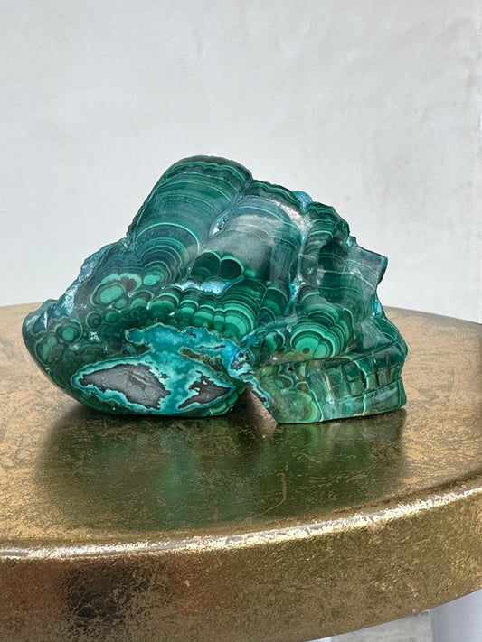 Magical Malachite and Botryoidal  Chrysocolla Skull