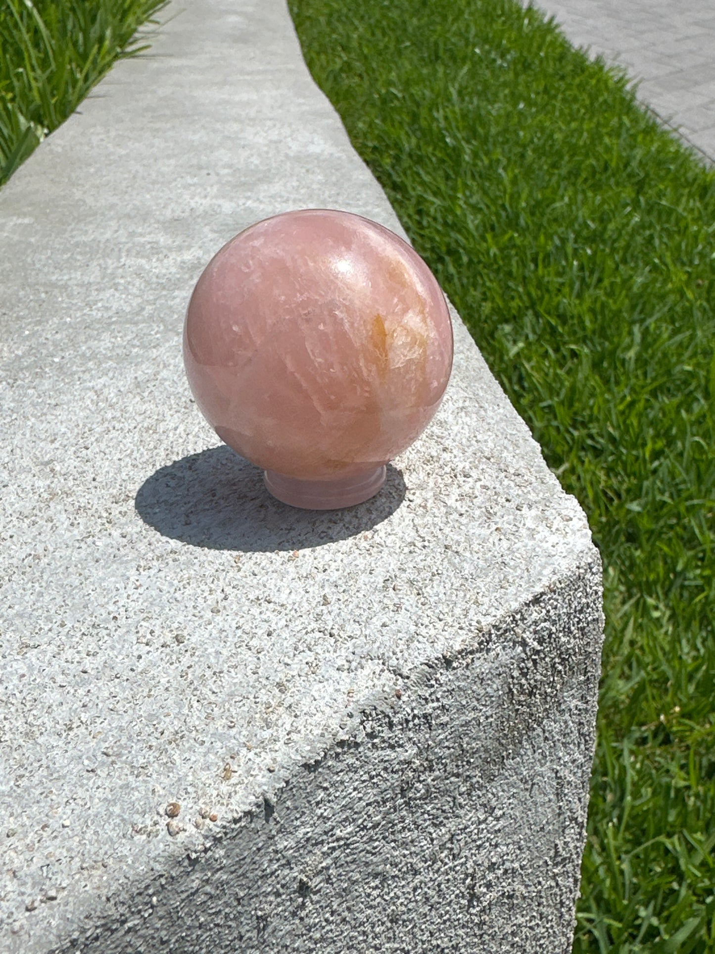 Rose Quartz Sphere with Golden Healer