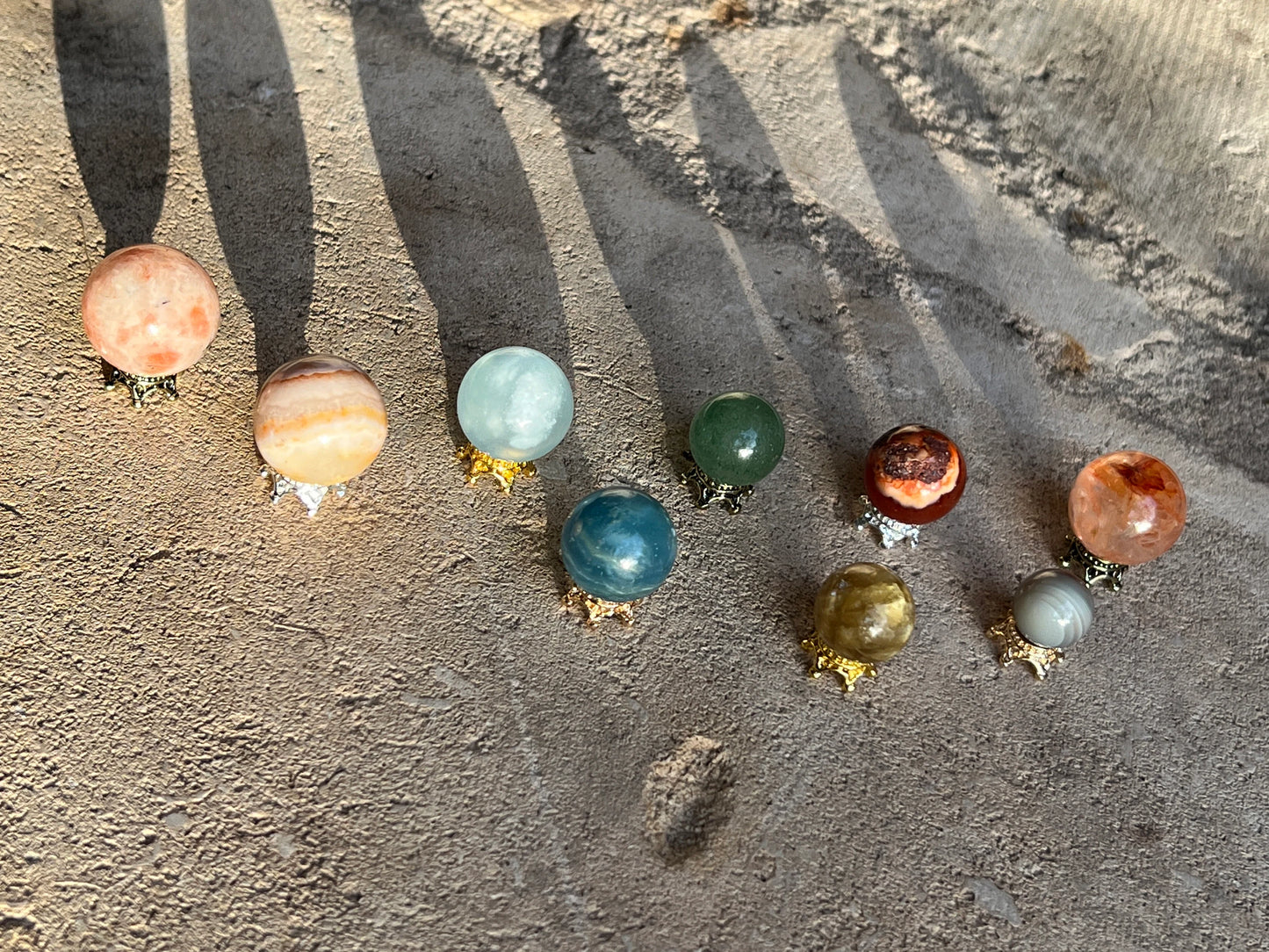 Solar System Crystal Mini Sphere Set 9 FREE STANDS
